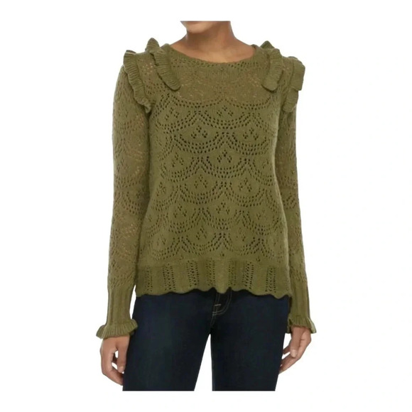 Kaari Blue Olive Green Pointelle
Crochet Sweater XSmall New‎ - Picture 1 of 7